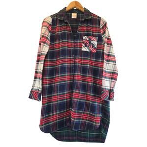 Gap Pendleton Christmas Nightshirt Plaid Womens XS Button Down Front Logo